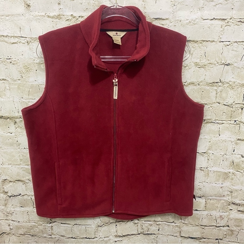 Woolrich Maroon Burgundy Fleece Zip Up Vest